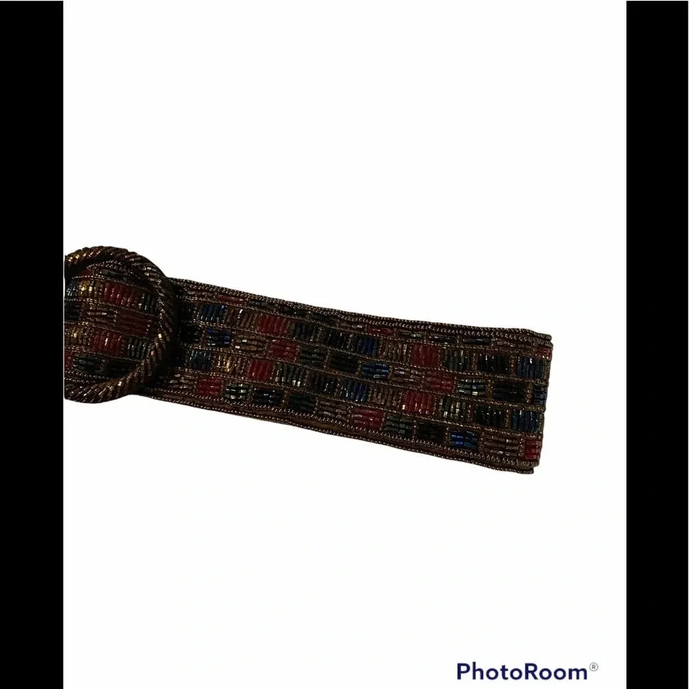 Vintage F.A.I. Satin Blend Beaded Belt